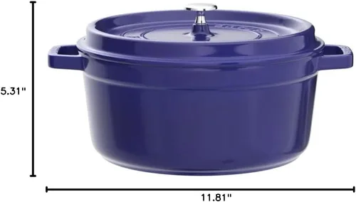 Vista 8 de Staub - Cocotte redonda de hierro fundido, 5.5 cuartos de galón, color azul oscuro, fabricado en Francia