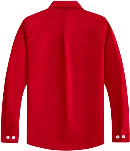Vista 2 de Spring&Gege Camisa de vestir tejida de manga larga para niño, uniforme escolar formal, camisa con botones