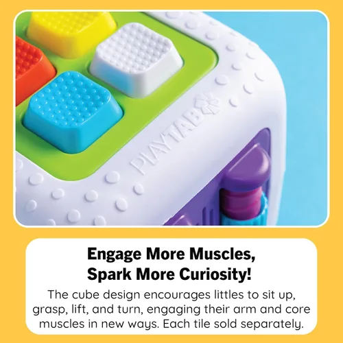 Vista 5 de Fat Brain Toys PlayTab Cube, cubo de actividad modular con azulejos sensoriales intercambiables, juguete para bebés y niños pequeños a partir de 12