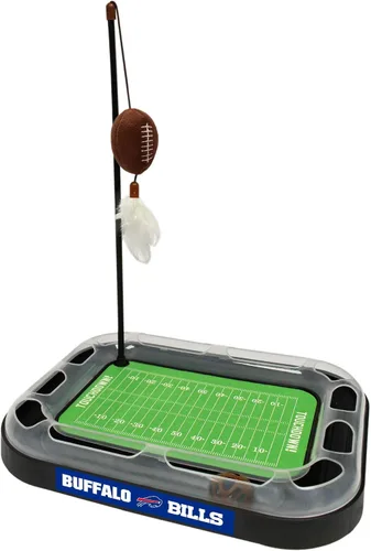 Vista 13 de Pets First NFL BALTIMORE RAVENS Rascador de Campo de Fútbol para Gatos con Juguete de Peluche de FÚTBOL Relleno de Hierba Gatera y Juguete Colgante