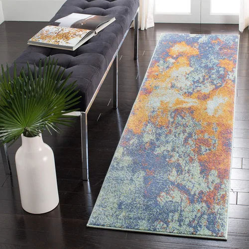 Vista 9 de SAFAVIEH Alfombra de 8 x 10 pies – Colección Prism – Grande – Crema y Aqua, diseño abstracto moderno bohemio, no desprende pelusa y fácil