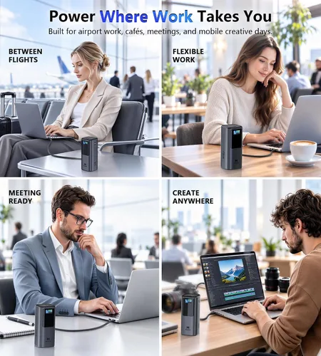 Vista 9 de Mukiya Laptop Power Bank, 20,000mAh 130W Built-in Retractable USB C Cable