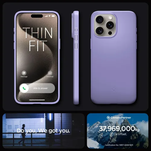 Vista 7 de Spigen Funda delgada diseñada para iPhone 15 Pro Max (2023) [carcasa dura] [protección de grado militar] - morado iris