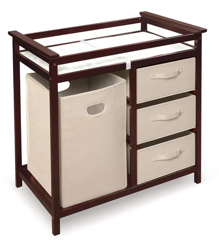 Vista 9 de Badger Basket - Mesa moderna para cambiar a los bebés, con canasta para la ropa sucia Gris/Blanco