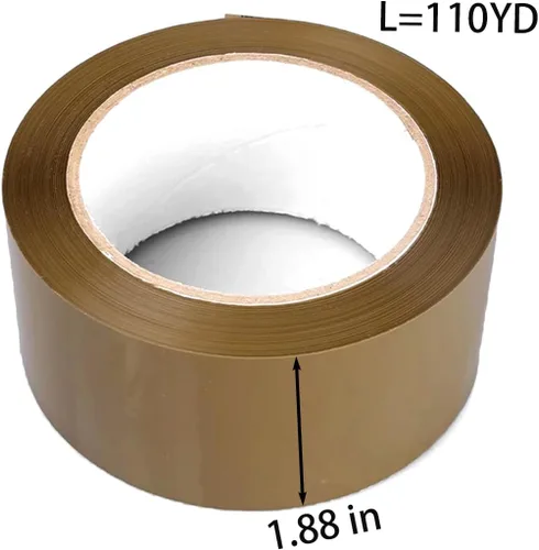 Vista 6 de Cinta de embalaje resistente, paquete de 2 con un dispensador, 2.4 mil, 1.88 pulgadas x 110 yardas, repuestos de cinta de embalaje para embalaje