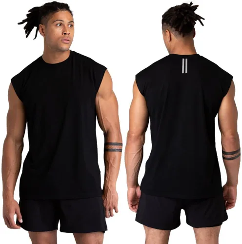 Vista 2 de Holure Paquete de 1 o 3 o 5 camisetas sin mangas para hombre, camisetas sin mangas de entrenamiento, camisetas atléticas para entrenamiento