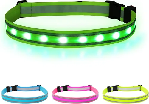 Vista 13 de BSEEN Cinturón LED para correr, cintura LED reflectante recargable por USB, cinturón de luz de seguridad intermitente para corredores, corredores