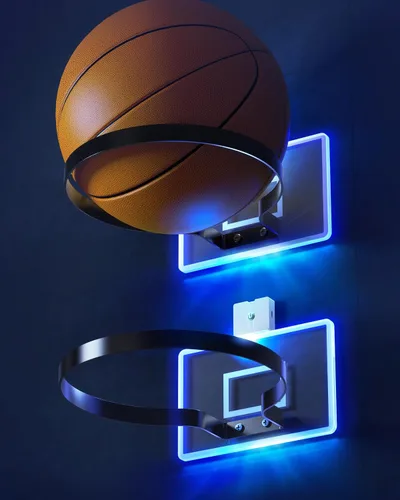 Vista 10 de Ball Holder Wall Mount, Ball Storage Display Rack Marrón