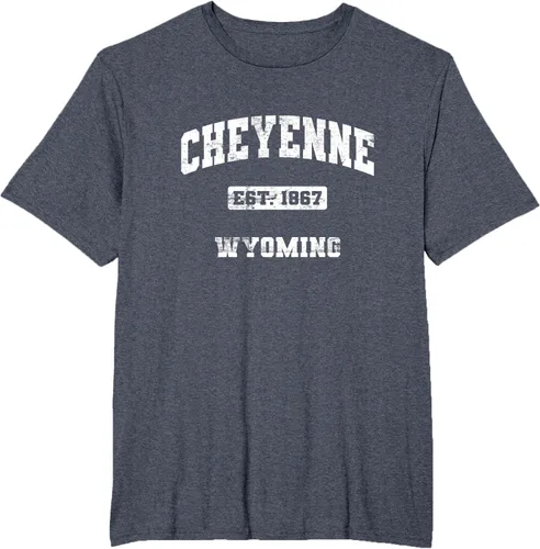 Vista 25 de Cheyenne Wyoming WY vintage state Camiseta de estilo atlético, Negro