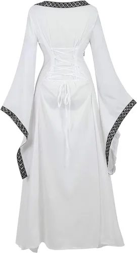 Vista 17 de Kranchungel - Vestidos renacentistas de estilo medieval/irlandés/campesino para mujer; disfraz de hada, para bailes