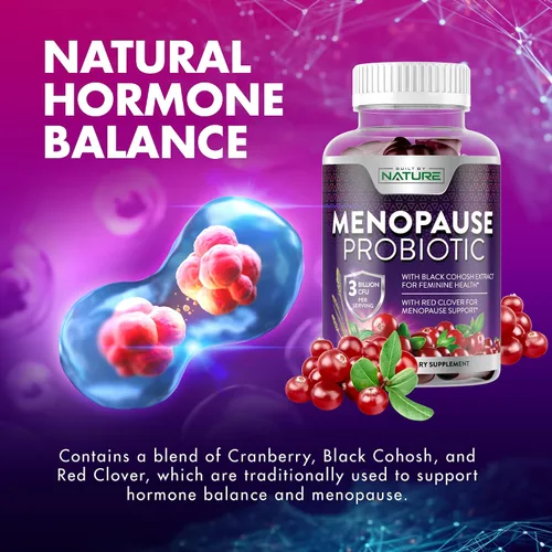 Vista 4 de Suplementos de menopausia para mujeres, gomitas probióticas para la menopausia, alivio de la menopausia para mujeres para sofocos, sudores nocturnos