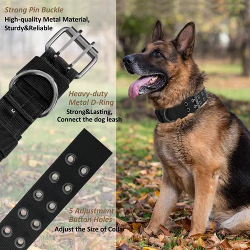 Vista 2 de Collar táctico para perro, collar militar ajustable para perro, collar de entrenamiento de nailon suave con parche, collares de hebilla de metal