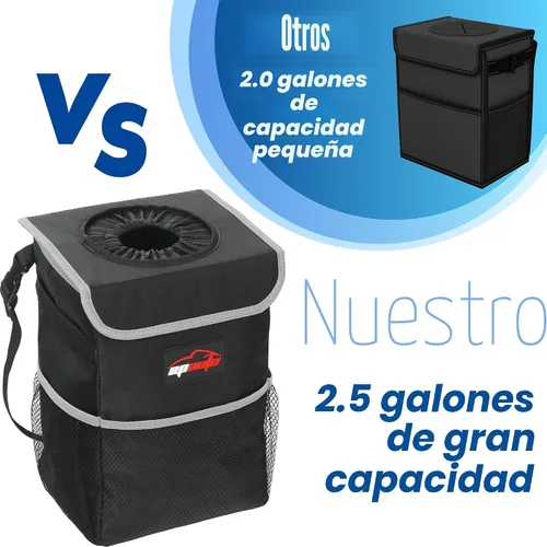 Vista 7 de EPAuto Bote de basura impermeable para automóvil con tapa y bolsillos, 2.5 Negro