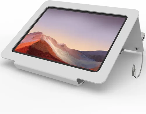 Vista 9 de Soporte de escritorio para tableta, todo de metal ergonómico 30 con bloqueo de cable de seguridad para oficina, mostrador de puntos de venta