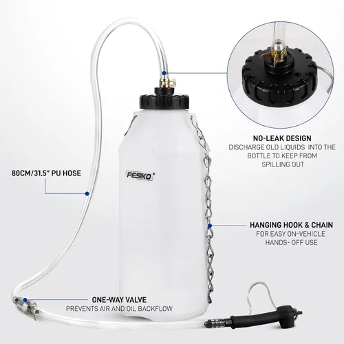 Vista 2 de Botella de purga de frenos de 1 litro, válvula de retención unidireccional, botella de líquido de frenos Negro