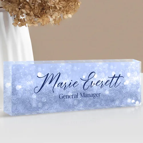 Vista 31 de Placa de identificación acrílica personalizada personalizada Accesorios de escritorio de oficina (A-azul dorado)
