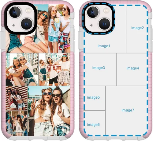 Vista 24 de Funda de teléfono personalizada para iPhone 15, diseño de collage de múltiples imágenes, resistente a los golpes, funda protectora de TPU suave