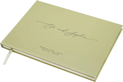 Vista 19 de MUUJEE Libro de visitas personalizado con brillo bronce - Libro de invitados moderno personalizado de alta calidad para recepción de boda, fiesta