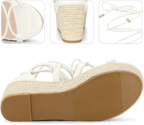 Vista 3 de Perphy Sandalias de tiras con tacón de cuña y plataforma con cordones para mujer