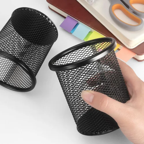 Vista 6 de Tamaki Soporte para Bolígrafos de Computadora con Taza para Lápices, Organizador de Bolígrafos de Malla de Alambre para Oficina (Negro)