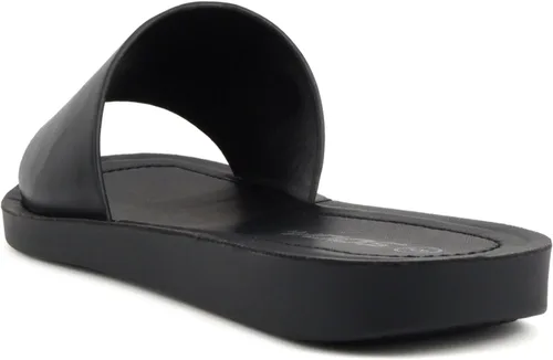 Vista 3 de Soda Shoes Efron-S - Chanclas básicas lisas para mujer, sandalias deslizantes, informales, puntera abierta, playa Todo negro Pu