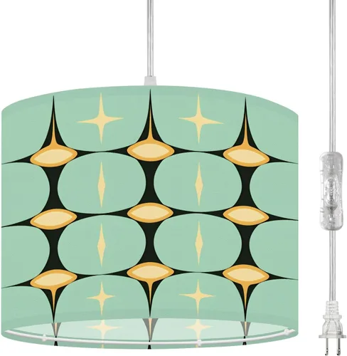 Vista 10 de Plug in Pendant Light Succulent Field Stained Glass Panel Hanging Lamp with Plug in Cord 16.4 ft Dimmable Hanging Light for Bedroom Kitchen Island
