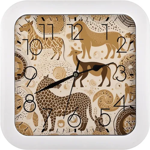 Vista 18 de 10" Square Modern Wall Clock,Animal Feathers Print Kitchen Clocks Wall Battery Operated,Silent Non Ticking Unique Funny Cute Wall Clock for Living