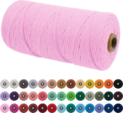 Vista 156 de JeogYong Cordón de macramé de un solo hilo 3 mm x 109 yardas (328 pies) Cuerda de algodón suave Hilo de macramé de 3 mm, suministros de macramé