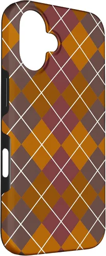 Vista 3 de iPhone 16 lindo tartán marrón cuadros para niñas escocesas y otoño otoño caso