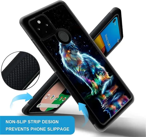 Vista 1784 de Compatible con Google Pixel 4A 5G Mobile Case Creative Acrylic Panel trasero Silicona Protección Grip especialmente diseñado para Google Pixel 4A 5G