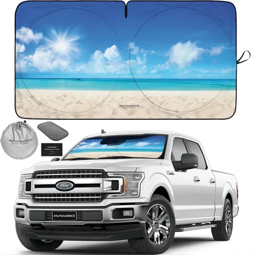 Vista 21 de Parasol de Parabrisas de Una Pieza - Parasol Cromado Líquido Plegable para Ventana Delantera de Auto para Carros SUV Camión - Protector Visor