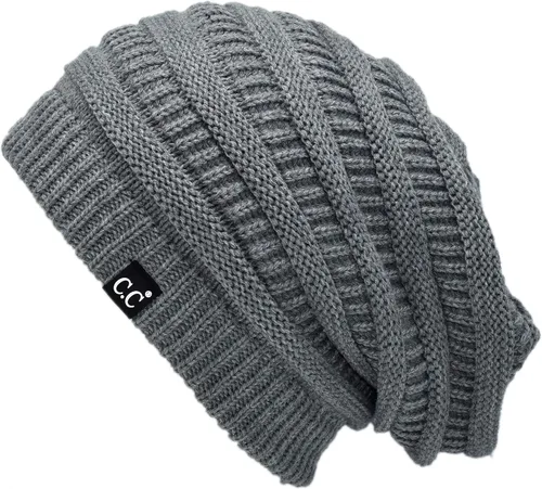 Vista 69 de C.C Winter Oversized Beanie Hat with Fuzzy Lining – Thick Knit Thermal Beanie for Cold Weather, Soft Warm Fleece Lined Cap