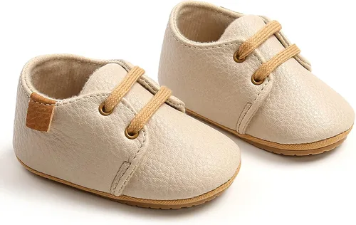 Vista 6 de Zapatos deportivos unisex para bebés, niños y niñas, de piel sintética, para cuna, suela antideslizante de goma, para niños pequeños