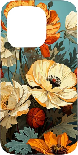 Vista 14 de Funda de flores mexicanas para iPhone 12 Pro Max Marigold Flower and Teal Aqua Blue Cyan