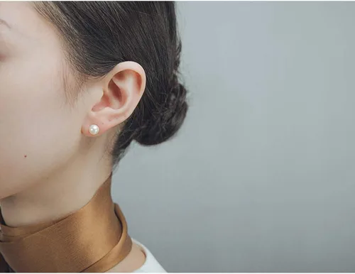 Vista 10 de ALYC Pearl Earrings Freshwater Pearl White Button Stud Earrings with 925 Sterling Silver for Women