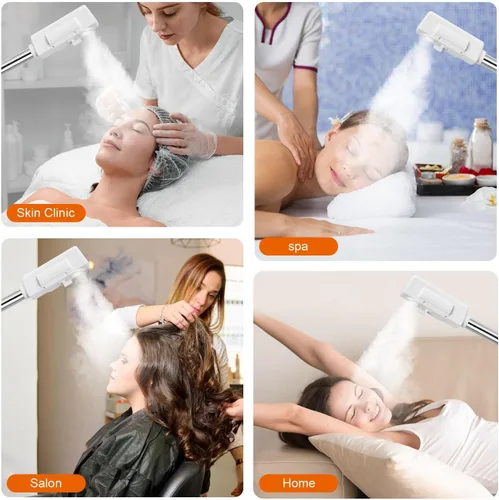 Vista 3 de Vaporizador facial 2 en 1, vaporizadores faciales profesionales con lámpara de aumento 5X, vaporizador facial para esteticista, vaporizador facial