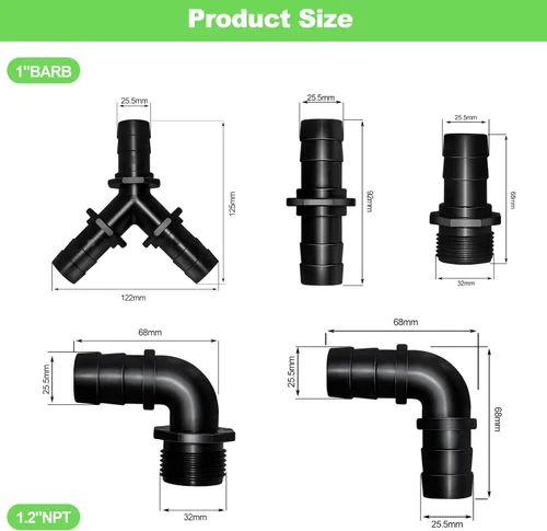 Vista 2 de LONGRUN Adaptador de manguera de PVC de 1.2 pulgadas macho x 1 pulgada, manguera de jardín, conector rápido para fuente de piscina en cascada con 2