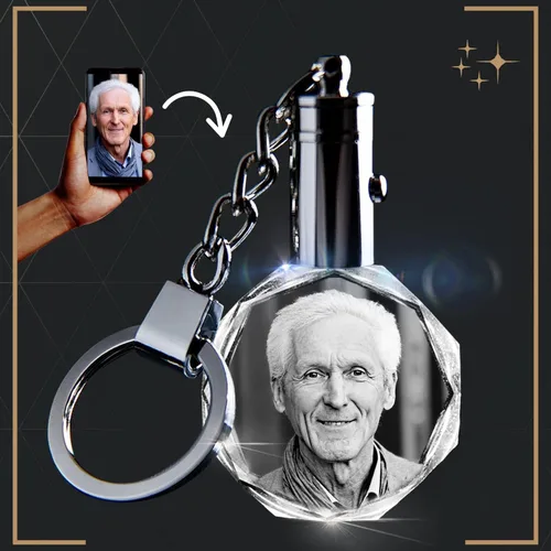 Vista 5 de CAPTUR3D Llaveros personalizados, con luz LED, grabado con láser, grabado personalizado con foto 2D, llavero de cristal fotográfico, regalo único