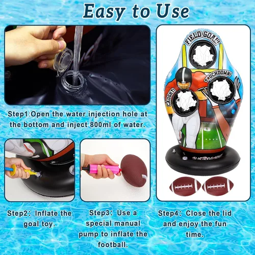 Vista 4 de Justforjoyful Flotadores inflables de fútbol para piscina, agua, juegos de fútbol para niños, juego de entrenamiento de lanzamiento de natación
