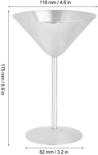 Vista 3 de Juego de 2 vasos de Martini de acero inoxidable, vasos de Martini irrompibles, copas de cóctel de metal, copas de champán elegantes copas de cóctel