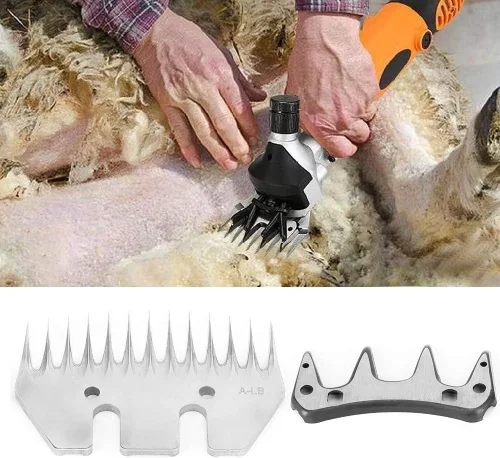 Vista 3 de Cuchillas de corte de repuesto, cuchillas rectas de 13 dientes, cabezal de corte desmontable de acero inoxidable compatible con ovejas, cabra