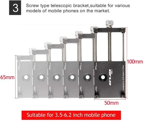 Vista 3 de GUB PRO1 Soporte universal para teléfono celular de aleación de aluminio para manillar de bicicleta de 3.5-6.2 pulgadas