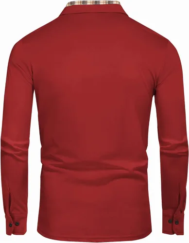 Vista 5 de Polera polo clásica Coofandy de hombre, con manga corta y cuello plisado