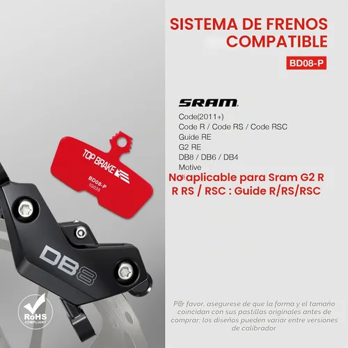 Vista 5 de TOP BRAKE Pastillas de freno de disco compatibles con SRAM Code R RE RSC, DB8, Motive, AVID MTB eMTB Downhill Trail All Mountain Enduro Cycling