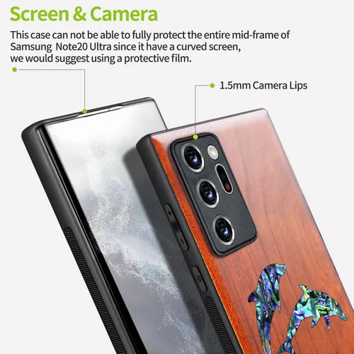 Vista 3 de Carveit Funda de madera de diseñador para Samsung Galaxy Note20 Ultra (grabado de madera e incrustaciones de carcasa) compatible con cargadores