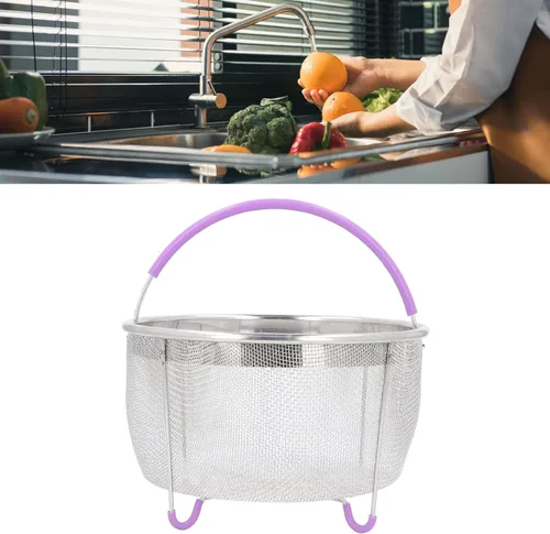 Vista 7 de Cesta de vapor, cesta de vapor de malla de acero inoxidable e inserto con asa, para accesorios de ollas instantáneas de 6 cuartos de galón, ollas IP