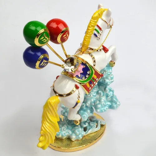 Vista 2 de fengshuisale Joyous Windhorse Caballos Caballos Colección Caballo Blanco con Globos Figurita Decoración w5280