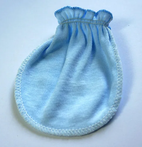 Vista 3 de Liwely 6 pares de guantes unisex para bebé, 100% algodón, color azul sólido con lazo