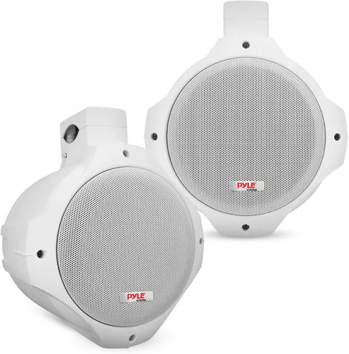Vista 2 de Pyle Altavoces de torre de wakeboard marinos impermeables – 6.5 pulgadas – 1 par – PLMRW65 (blanco) & Amplificador marino Hydra – Amplificador