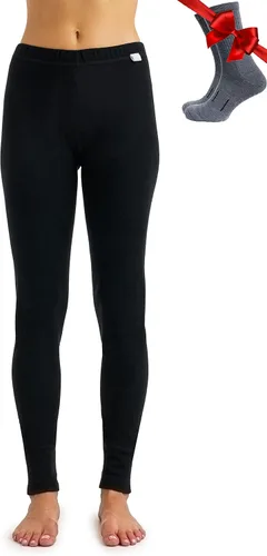 Vista 13 de 100% lana merino capa base mujer pantalones - Leggings térmicos ropa .Negro 250